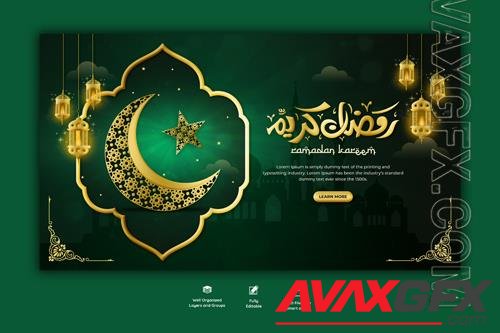 PSD ramadan kareem traditional islamic festival religious web banner vol 2