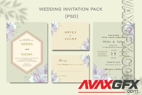 PSD beautiful floral wreath wedding invitation card template psd vol 4