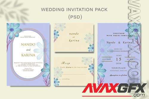 PSD beautiful floral wreath wedding invitation card template psd vol 3