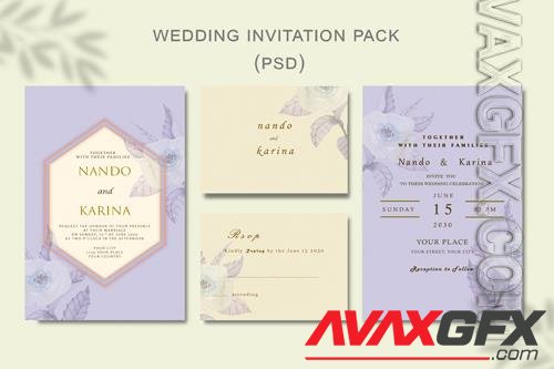 PSD beautiful floral wreath wedding invitation card template psd vol 2