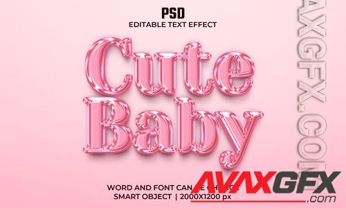 PSD cute baby pink color 3d editable text effect premium psd with background