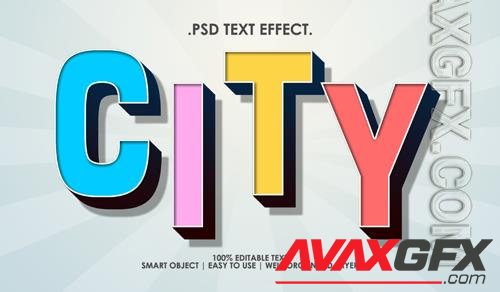 PSD city color retro text style effect