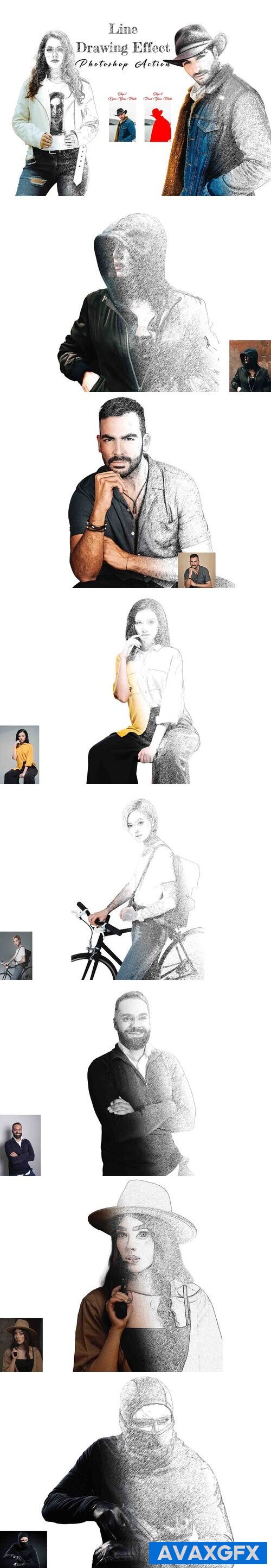 Creativemarket - Line Drawing Effect Photoshop Action 11016166