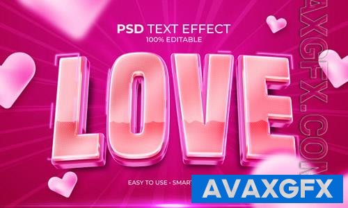 PSD love 3d pink magenta text effect