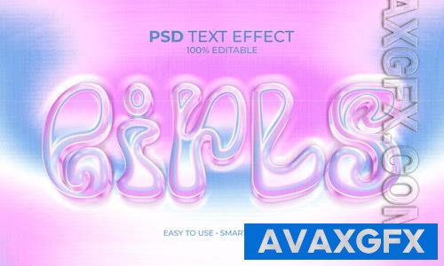 PSD girls pink chrome text effect