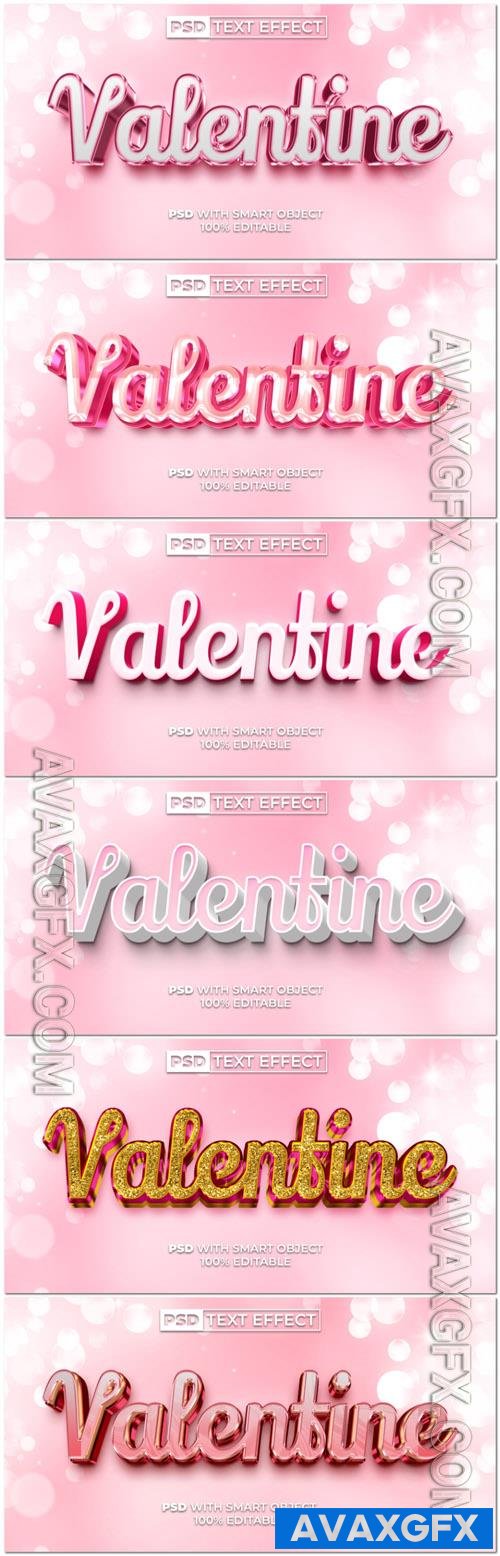 PSD valentine 3d editable text effect