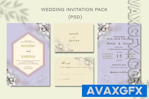 PSD beautiful floral wreath wedding invitation card template psd