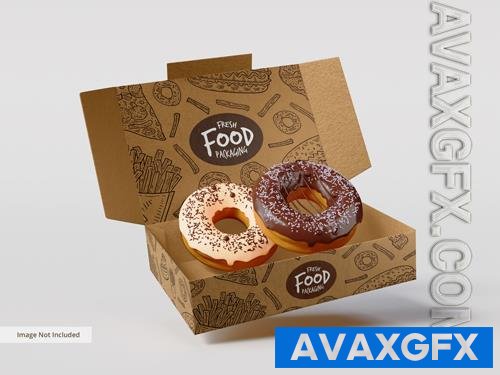 PSD take away kraft paper donut box mockup