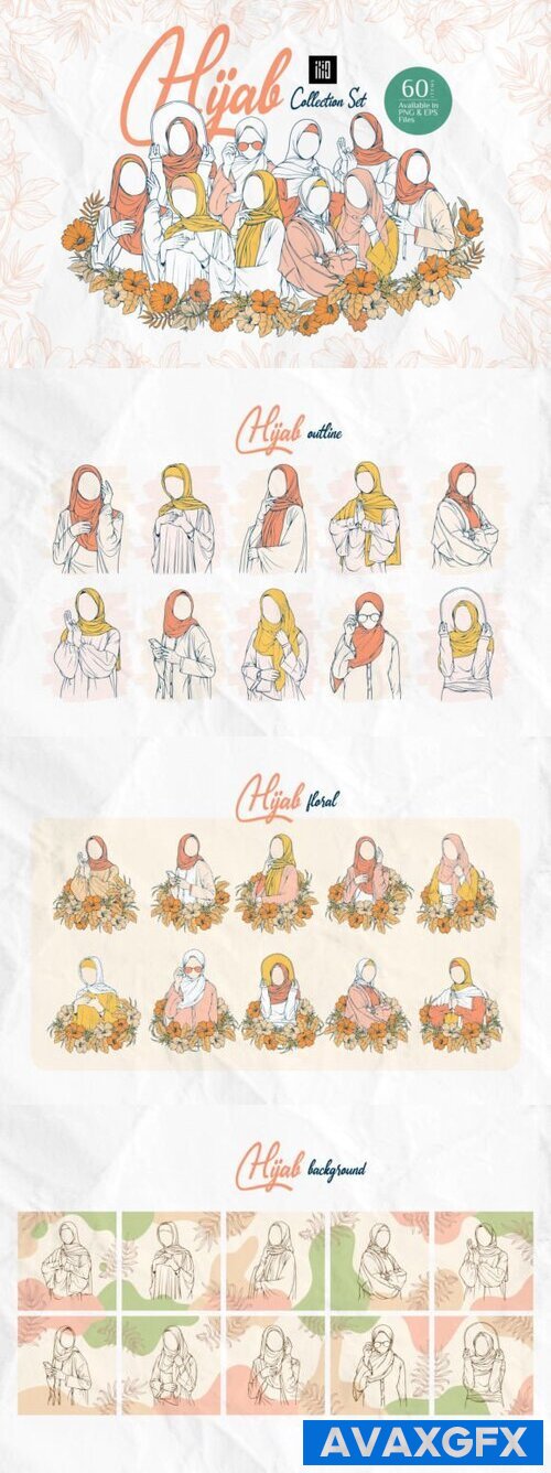 Fashion Woman Hijab Vector Illustration