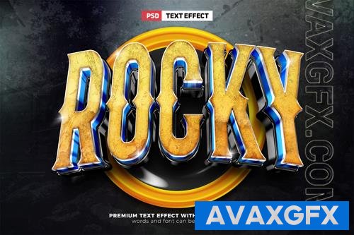 PSD yellow rocky rusty robot esport team 3d editable text effect