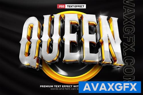 PSD super luxury queen esport team logo template 3d editable text effect