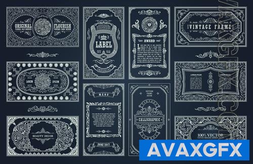 Vector vintage retro cards and calligraphic frames design