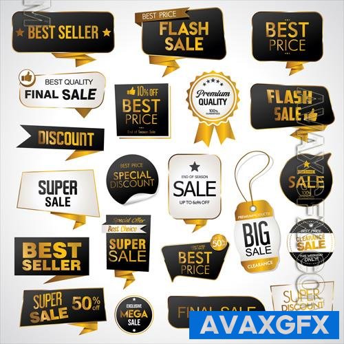 Vector golden premium badge stickers and seals