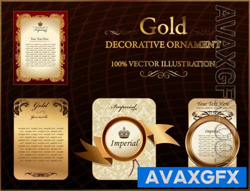 Vector gold vitnage labels and frames decorative ornament