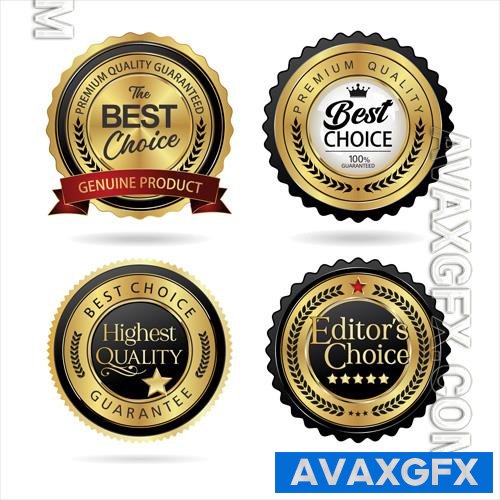 Vector collection of premium quality gold and black badge retro design vector illustration