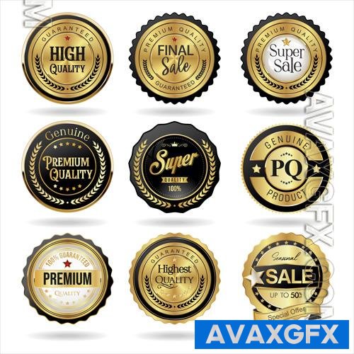 Vector collection of golden badge and labels vector illustration