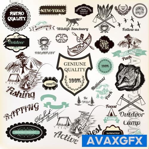 Vector camping labels collection