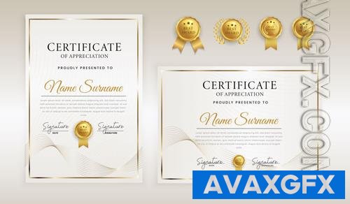 Vector abstract white and gold luxury certificate