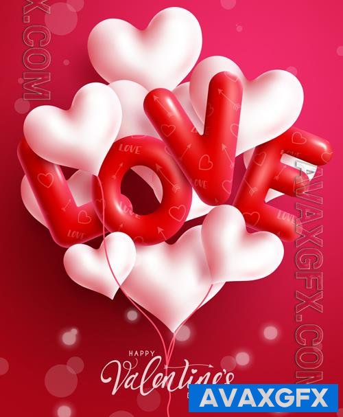 Valentine day background with hearts balloons