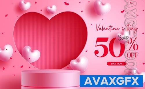 Happy valentine's sale day vector background with hearts