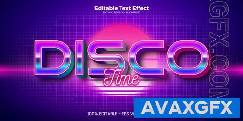 Vector disco time editable text effect in modern trend style