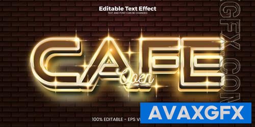 Vector cafe open editable text effect in modern trend style
