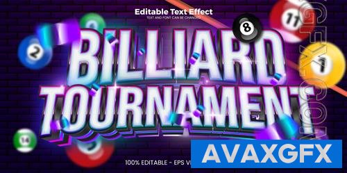 Vector billiard tournament editable text effect in modern trend style