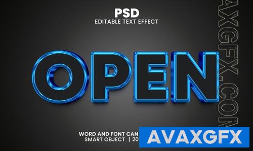 PSD open blue 3d editable photoshop text effect style with background