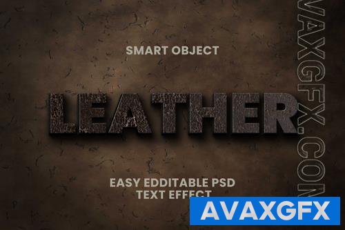 PSD letaher material text effect mockup