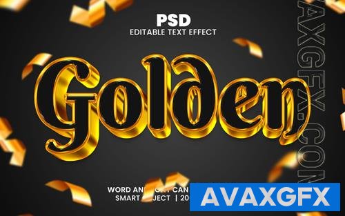 PSD golden luxury 3d editable photoshop text effect style with background