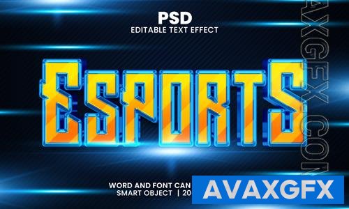 PSD esports 3d editable photoshop text effect style with background