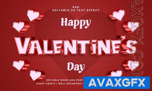 Valentine day pink 3d editable text effect with background