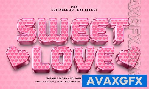 PSD sweet love 3d editable text effect with background