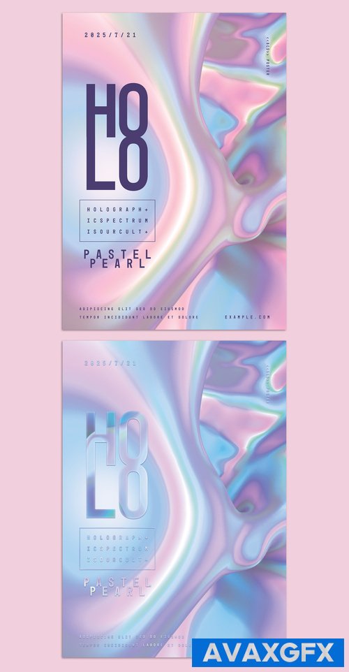 Adobestock - Trendy Poster Layout with Colorful Holographic Gradient Abstract Background 464333319