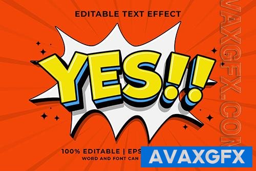 Editable text effect yes 3d cartoon cute template style premium vector