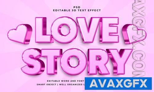 PSD love story 3d editable text effect with background