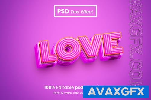 PSD love editable 3d text effect