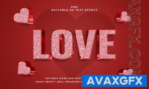 PSD love 3d editable text effect with background