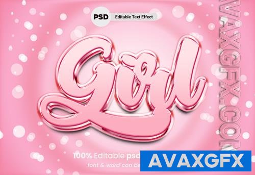 PSD girl editable 3d text effect