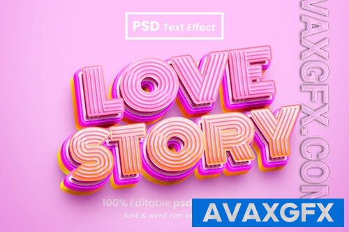 Love story psd editable 3d text effect