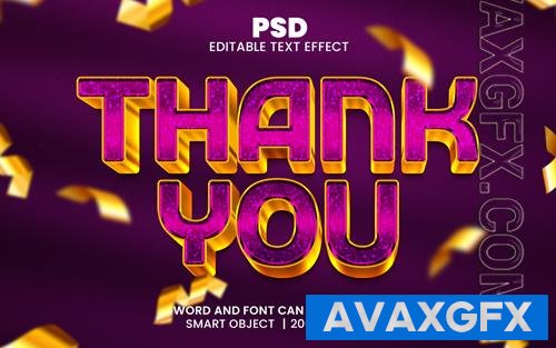 PSD thank you luxury 3d editable photoshop text effect style with background