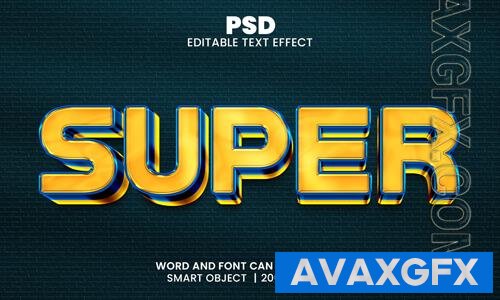 PSD super 3d editable photoshop text effect style with background