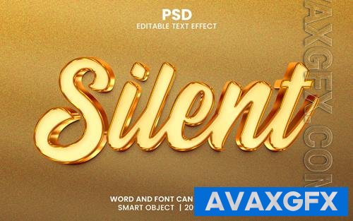 PSD silent luxury 3d editable photoshop text effect style with background