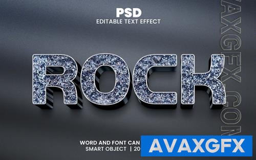 PSD rock 3d editable photoshop text effect style with background