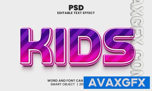 PSD kids 3d editable photoshop text effect style with background