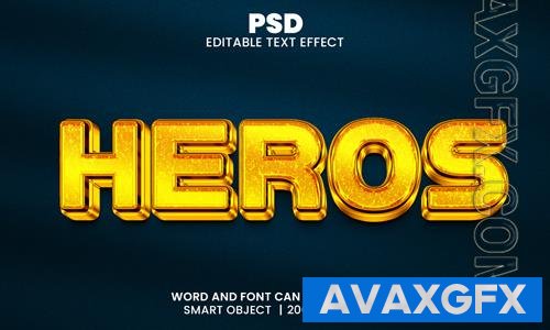 PSD heroes 3d editable photoshop text effect style with background