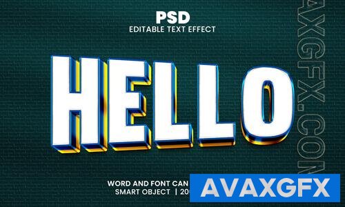 PSD hello luxury 3d editable photoshop text effect style with background