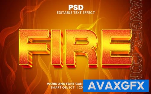 PSD fire 3d editable photoshop text effect style with background