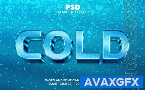 PSD cold metallic 3d editable photoshop text effect style with background