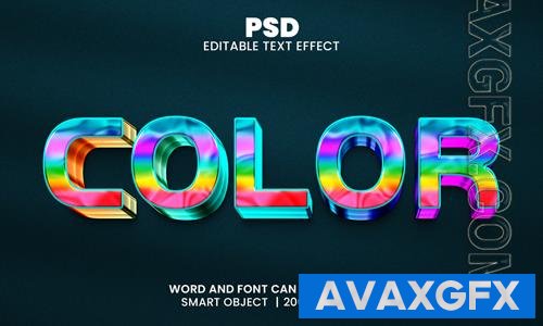 Color 3d editable photoshop text effect style with background